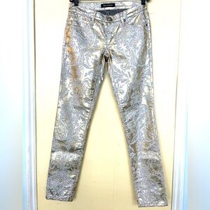 SUPER RARE JUICY COUTURE x SWAROVSKI Crystals sz 25 gold foil opulent jeans